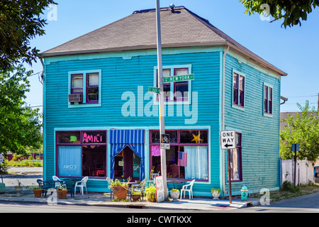 Bunte Restaurant in der Altstadt Lockerbie Square, Indianapolis, Indiana, USA Stockfoto