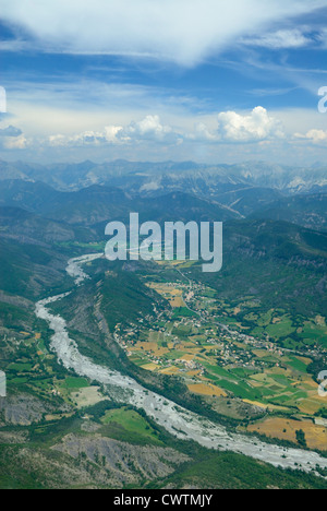 Luftaufnahme von La Bleone Tal in der Nähe von Le Brusquet, hintere Berge des Nationalpark Mercantour, Alpes de Haute Provence, Frankreich Stockfoto