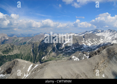 Luftaufnahme des Les Trois Eveches aus östlich von Seyne, Alpes de Haute Provence, Frankreich Stockfoto