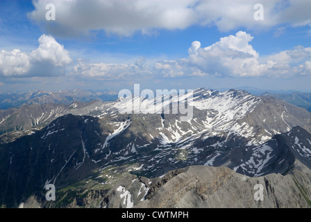 Luftaufnahme des Les Trois Eveches aus östlich von Seyne, Alpes de Haute Provence, Frankreich Stockfoto