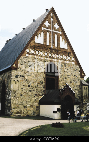 Der Stein wurde St.-Laurentius-Kirche erbaut im 15. Jahrhundert, Vantaa, Finnland Stockfoto