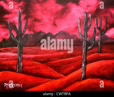 rote südwestlichen Landschaft Acrylgemälde moderne abstrakte Kunst Ölgemälde Stockfoto
