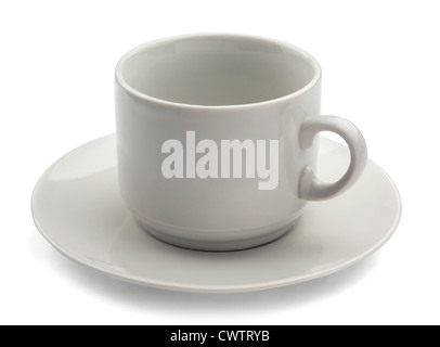 Weiße leere Kaffeetasse isoliert auf weiss Stockfoto
