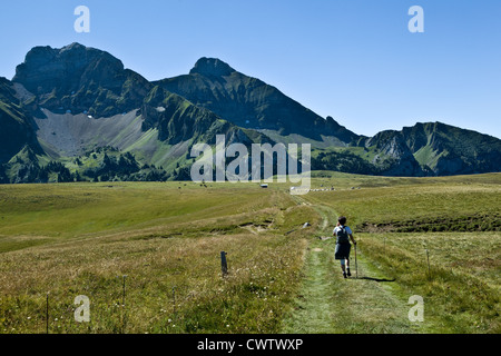 Mont Saxonnex (Haute Savoie, Frankreich): Col de Cenise Les Frachets überlassen. Stockfoto