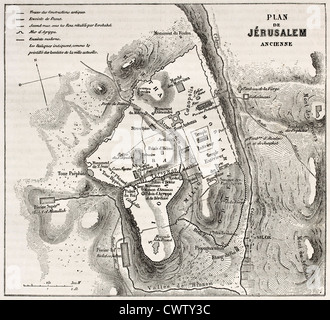 Alter Plan von Jerusalem Stockfoto