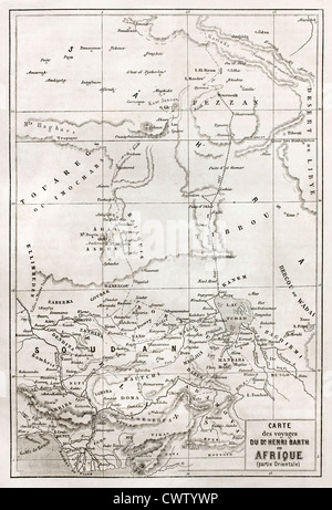 Südlichen Sahara und Zentralafrika alte Karte Stockfoto