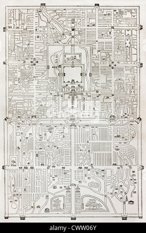 Alter Plan von Peking Stockfoto