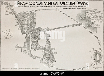 Alter Plan von Pompeji, Italien Stockfoto