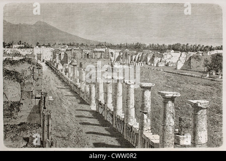 Alte Darstellung der Tempel der Venus Ruinen, Pompeji, Italien Stockfoto