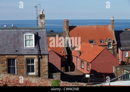 Dunbar, East Lothian, Schottland, UK Ostküste. Typische Gebäude. Blick auf das Meer. Stockfoto