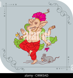 Lord Ganesha mit Maus Stockfoto