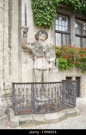 Roland-Statue vor dem Rathaus, Quedlinburg, Sachsen-Anhalt, Deutschland Stockfoto