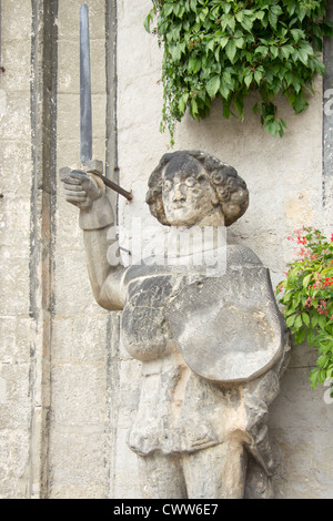 Roland-Statue vor dem Rathaus, Quedlinburg, Sachsen-Anhalt, Deutschland Stockfoto