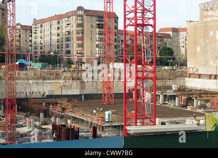 Aufbau der Website Berlin nahe dem Potsdamer Platz Leipziger Straße ehemaligen Kaufhaus Wertheim größte Shopping Center in Europa Stockfoto