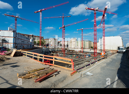 Aufbau der Website Berlin nahe dem Potsdamer Platz Leipziger Straße ehemaligen Kaufhaus Wertheim größte Shopping Center in Europa Stockfoto