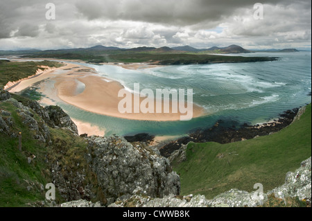 Luftaufnahme der Sandbank am Strand Stockfoto