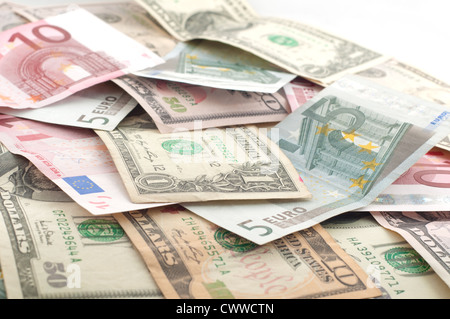 Dollar und euro Stockfoto