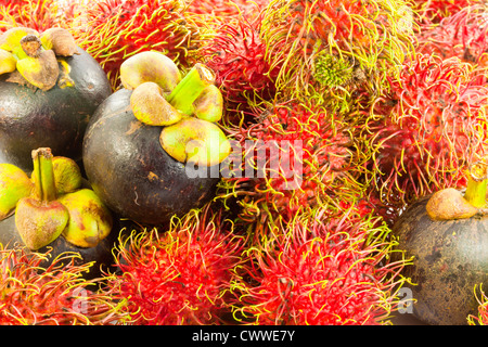 Rambutan und mangosteen Stockfoto