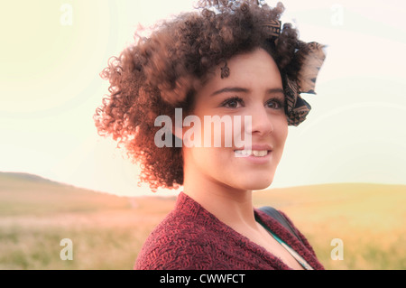 Nahaufnahme eines Womans lächelndes Gesicht Stockfoto