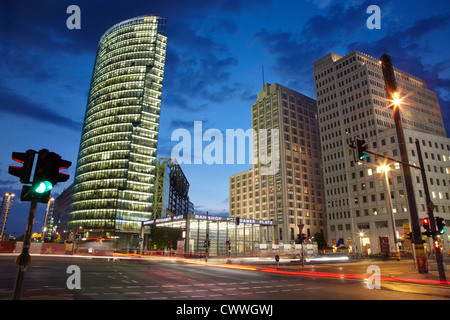 Potsdamer Platz bei Nacht, Berlin Stockfoto