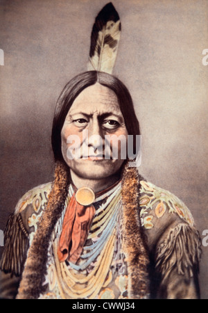 Sitting Bull, Häuptling der Sioux, Hand farbigen Eiweiss Foto ca. 1882 Stockfoto