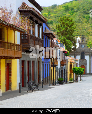 Gran Canaria Teror bunten Fassaden in Kanarische Inseln Stockfoto