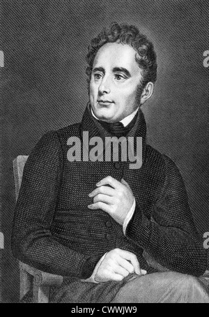 Alphonse de Lamartine (1790-1869) auf Kupferstich aus dem Jahr 1859. Französischer Schriftsteller, Dichter und Politiker. Stockfoto