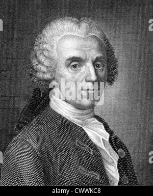 Christian Furchtegott Gellert (1715-1769) auf Kupferstich aus dem Jahr 1859. Deutscher Dichter. Stockfoto