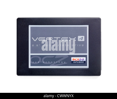 Closeup von Solid State Drive SSD OCZ Vertex 4 isoliert auf weißem Hintergrund Stockfoto