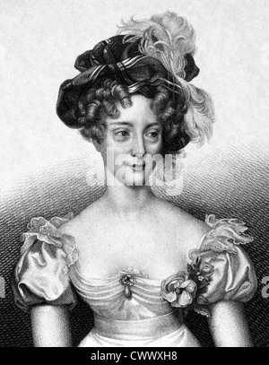 Prinzessin Caroline von Neapel-Sizilien (1798 – 1870) auf Kupferstich aus dem Jahr 1859. Stockfoto