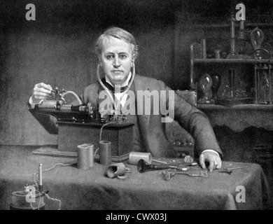 Thomas Edison (1847-1931) auf antiken Druck aus dem Jahre 1899.  US-amerikanischer Erfinder und Unternehmer. Stockfoto