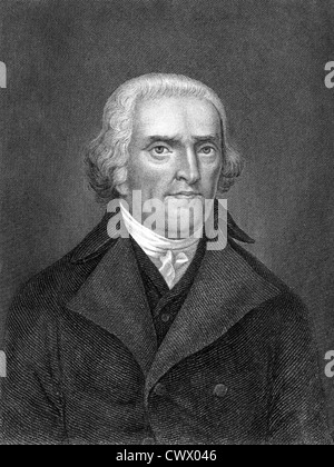 Thomas Jefferson (1743-1826) auf Kupferstich aus dem Jahr 1859. Amerikanischen Gründervater. Stockfoto