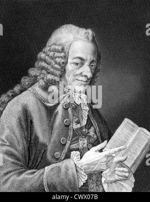 Voltaire (1694-1778) auf Kupferstich aus dem Jahr 1859. Französischer Schriftsteller, Historiker und Philosoph Erleuchtung. Stockfoto