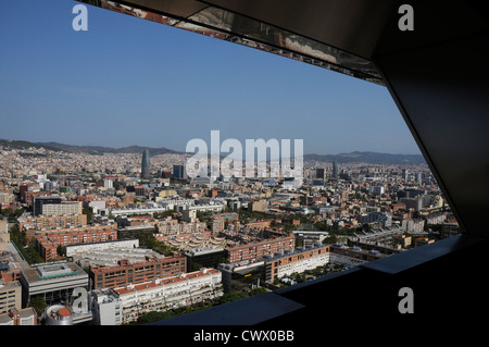 Panoramablick über Barcelona Vila Olimpica Gebäude und Gebäude Torre Agbar von Jean Nouvel, Barcelona 22, @ Allgemeine Ansicht Stockfoto