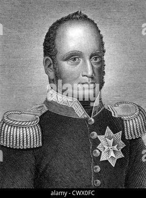 William I der Niederlande (1772-1843) auf Kupferstich aus dem Jahr 1859. Prinz der Orange und der erste König der Niederlande. Stockfoto