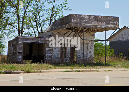 Verlassene Tankstelle in Texola, Oklahoma Stockfoto