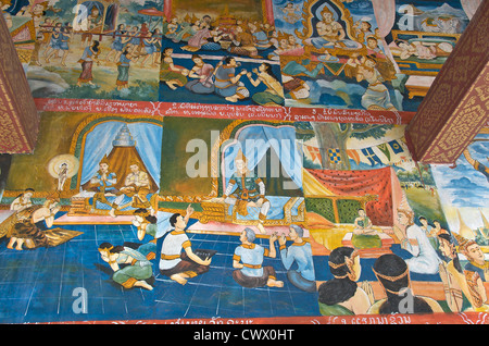 Fresco-Wat Mai Tempel Luang Prabang Laos Stockfoto