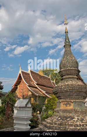 Wat Xiengthon Rote Kapelle Mosaik Luang Prabang Laos Stockfoto