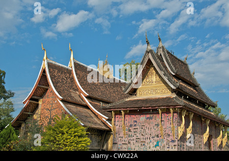 Wat Xiengthon Rote Kapelle Mosaik Luang Prabang, Laos Stockfoto