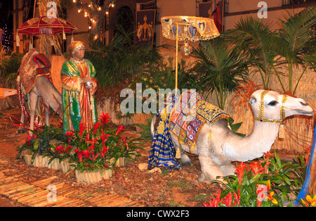 Weihnachtskrippe auf dem Weihnachtsmarkt von Funchal, Madeira Stockfoto