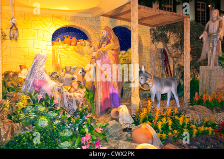 Weihnachtskrippe auf dem Weihnachtsmarkt von Funchal, Madeira Stockfoto