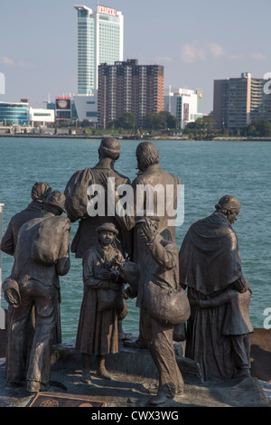 Underground Railroad Denkmal an den Detroit River Stockfoto