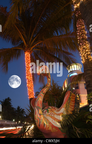 FLAMINGO SKULPTUR OCEAN DRIVE SOUTH BEACH MIAMI BEACH FLORIDA USA Stockfoto