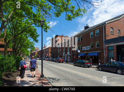 Fore Street in der Innenstadt von Portland, Maine, USA Stockfoto