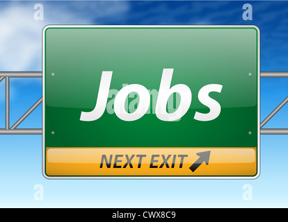 Jobs Autobahn Ausfahrt auf blauen Himmelshintergrund Stockfoto
