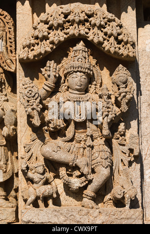 Elk201-2254v Indien, Karnataka, Somnathpur, Hoysala Keshav Tempel, schnitzen Stockfoto