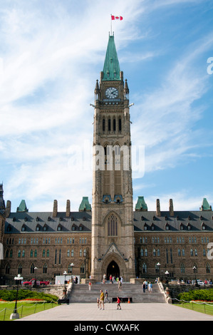 Der Center Block Peace Tower, das Hauptgebäude des kanadischen Parlamentskomplexes. Parliament Hill. Ottawa Stockfoto