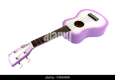 Ukulele Gitarre auf weißem Hintergrund Stockfoto