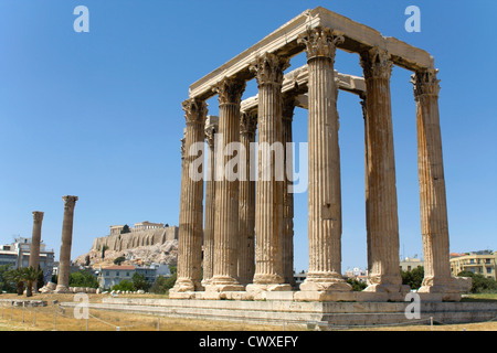 Tempel des Olympischen Zeus in Athen, Griechenland Stockfoto