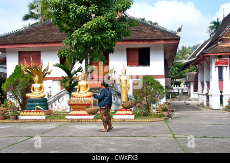 Buddha-Statuen Wat Mai Tempel Luang Prabang Laos Stockfoto